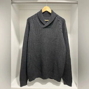 North 44 Alpaca italian yarn cable knit shawl collar gray sweater men’s large